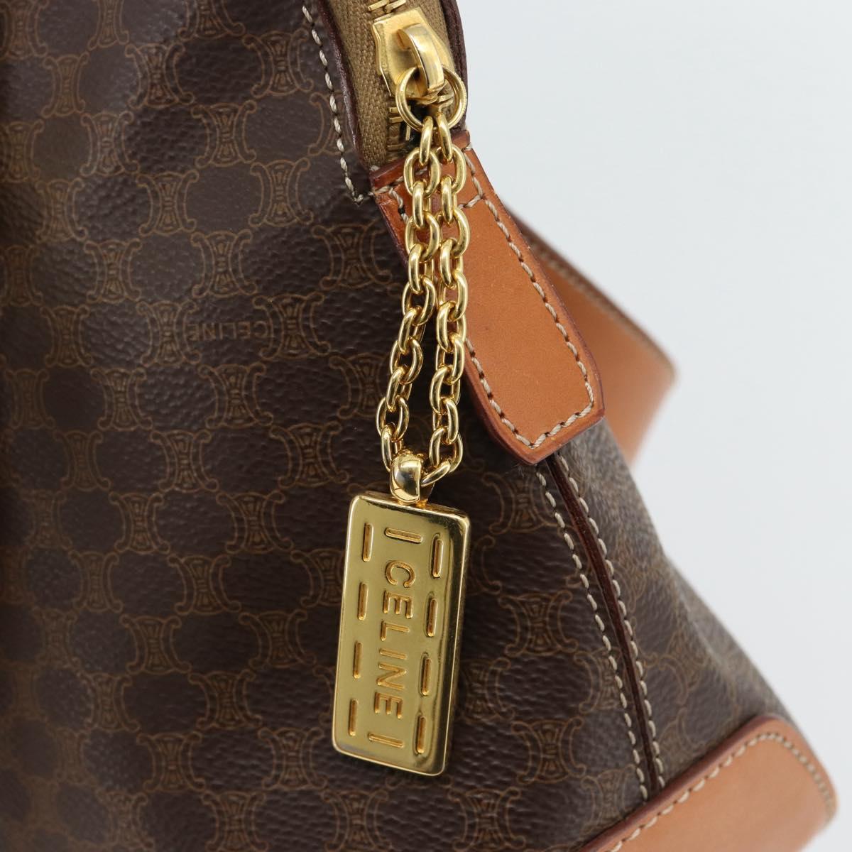 CELINE Macadam Canvas Hand Bag PVC Leather 2way Brown Gold Auth 180489A