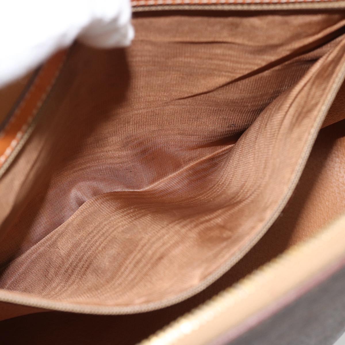 CELINE Macadam Canvas Hand Bag PVC Leather 2way Brown Gold Auth 180489A