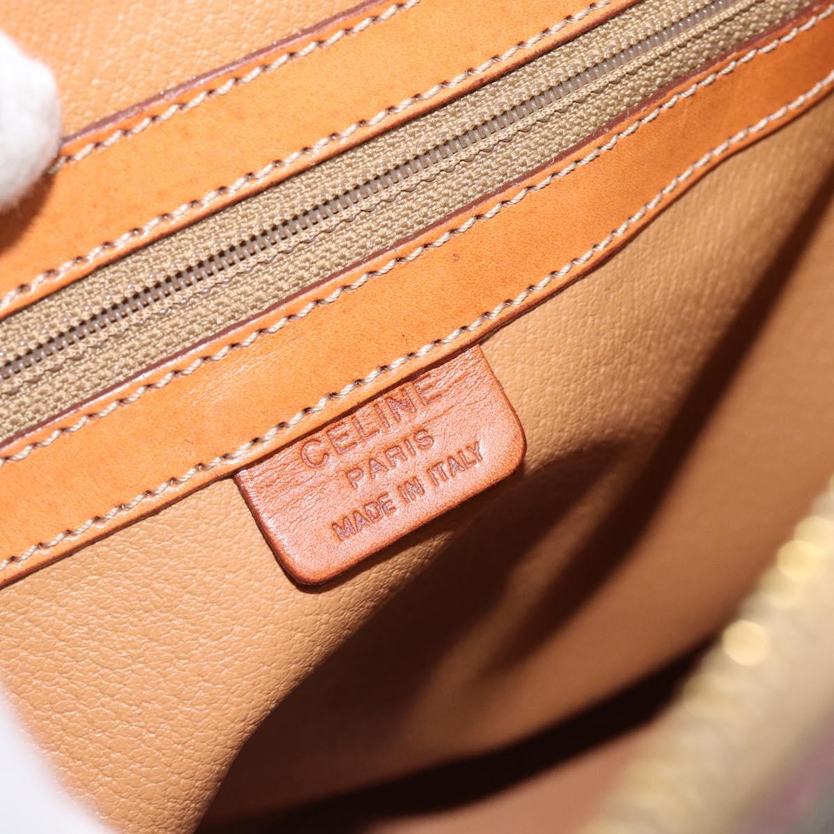 CELINE Macadam Canvas Hand Bag PVC Leather 2way Brown Gold Auth 180489A