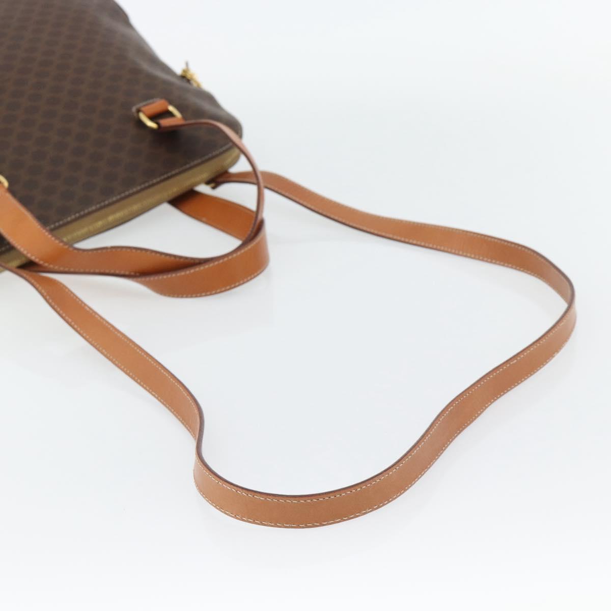 CELINE Macadam Canvas Hand Bag PVC Leather 2way Brown Gold Auth 180489A