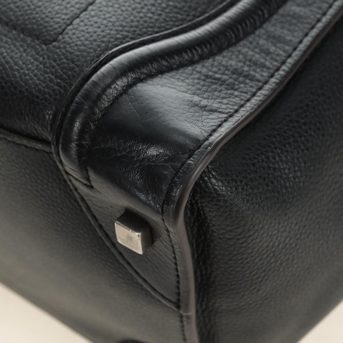CELINE Luggage Mini Hand Bag Leather Black Silver Auth 180490SAM