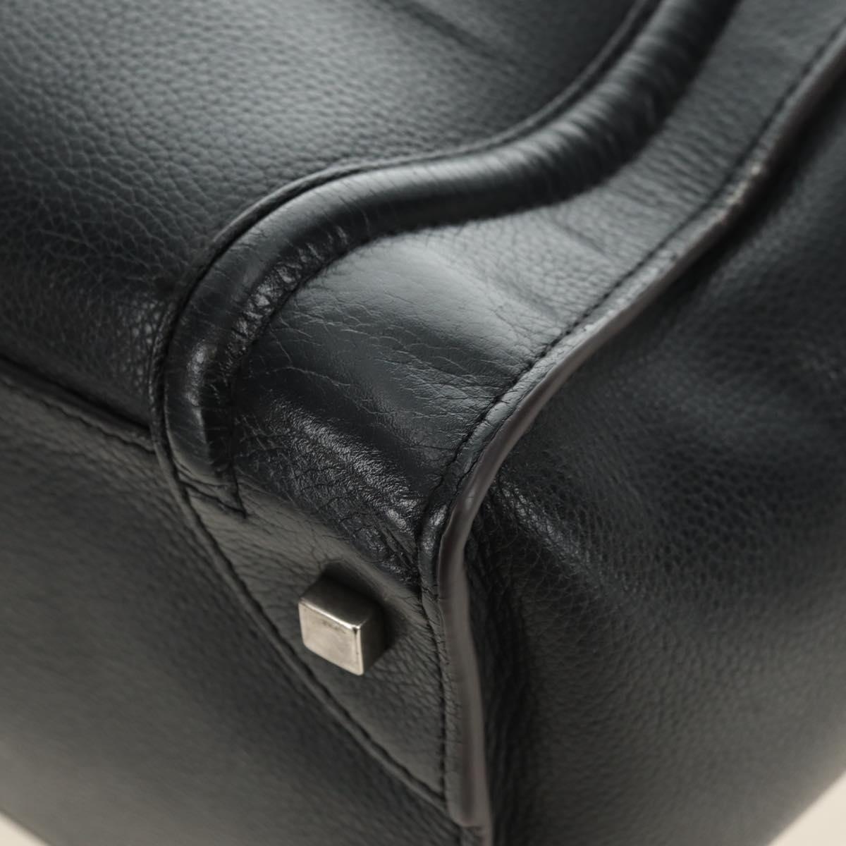 CELINE Luggage Mini Hand Bag Leather Black Silver Auth 180490SAM