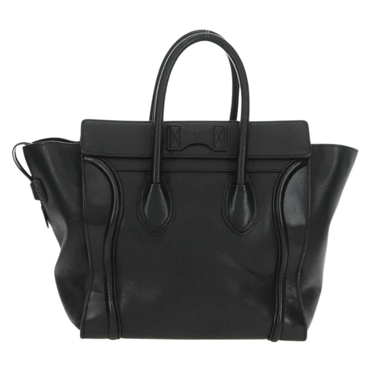 CELINE Luggage Mini Hand Bag Leather Black Silver Auth 180490SAM