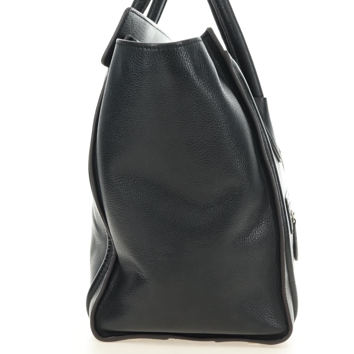 CELINE Luggage Mini Hand Bag Leather Black Silver Auth 180490SAM