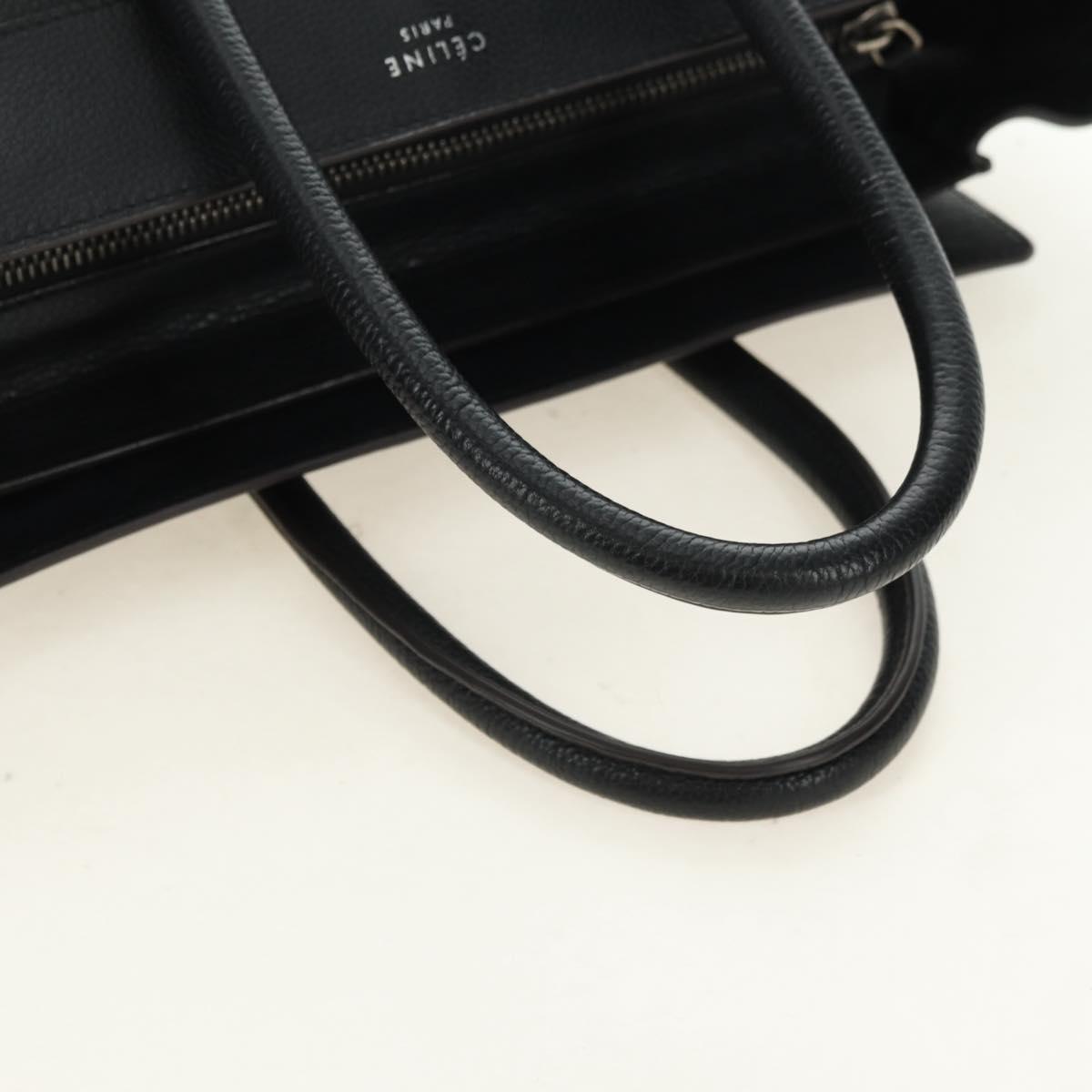 CELINE Luggage Mini Hand Bag Leather Black Silver Auth 180490SAM