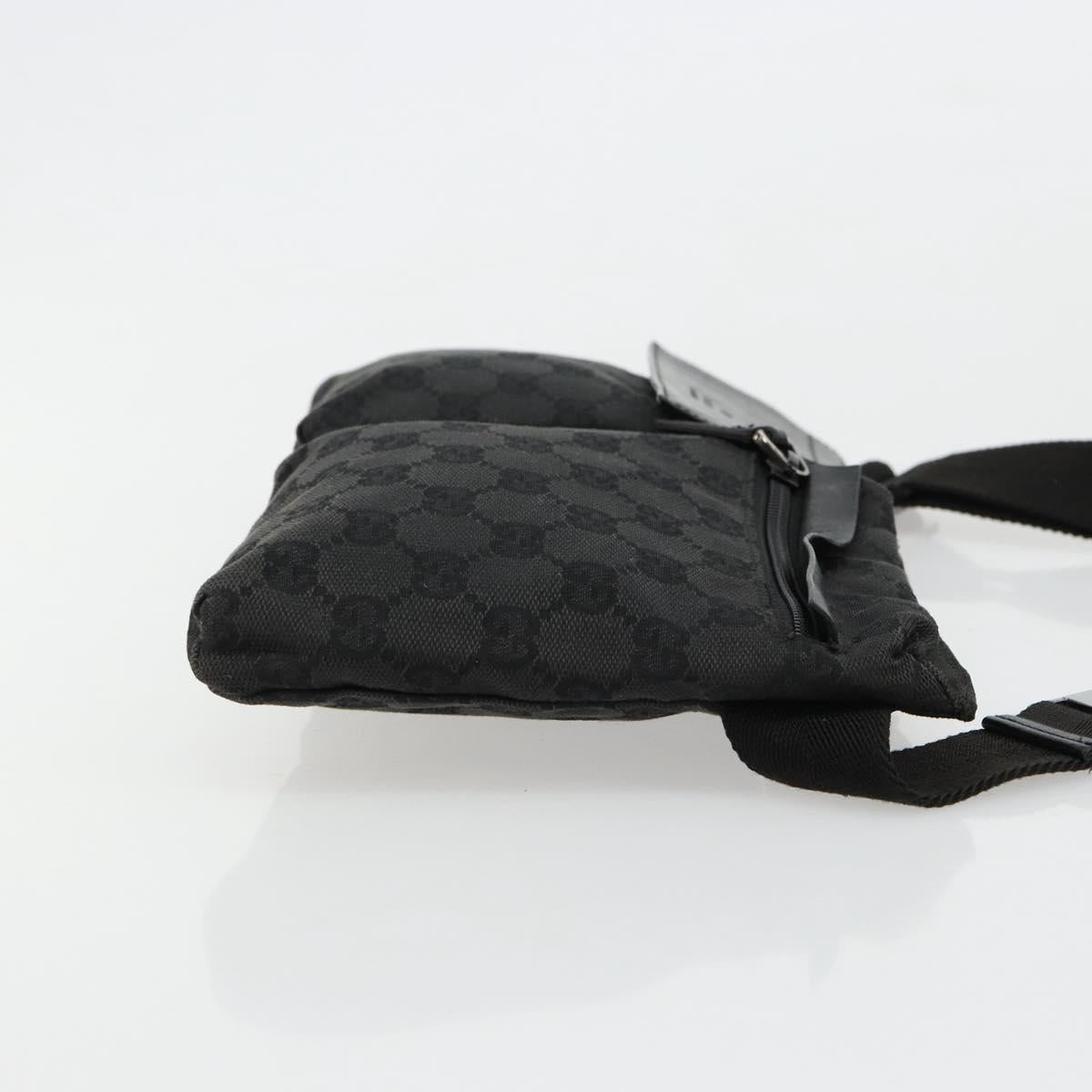 GUCCI GG Canvas Waist bag Black Silver 28566 Auth 180491