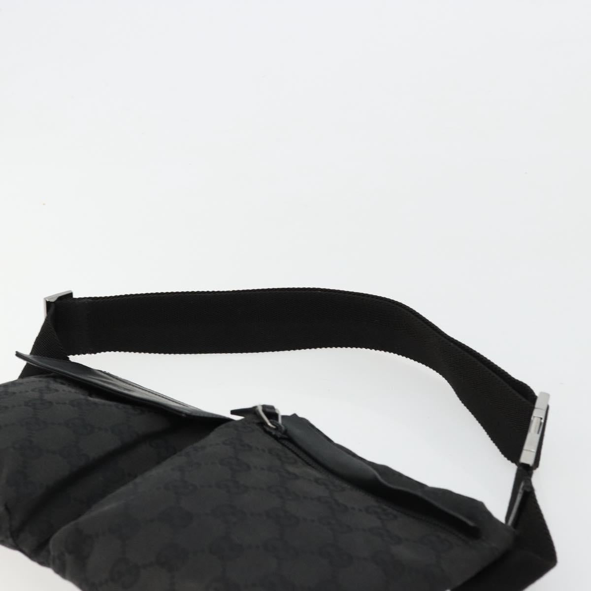 GUCCI GG Canvas Waist bag Black Silver 28566 Auth 180491