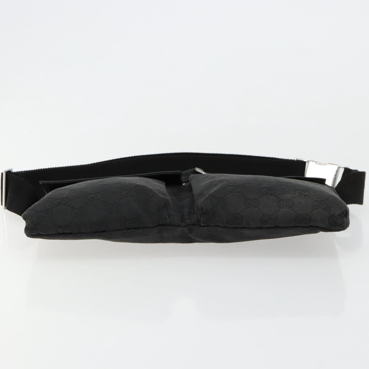 GUCCI GG Canvas Waist bag Black Silver 28566 Auth 180491