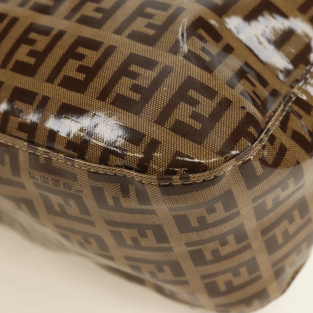 FENDI Zucchino Canvas Mamma Baguette Bag Coated Canvas Beige Gold Auth 180493SAV