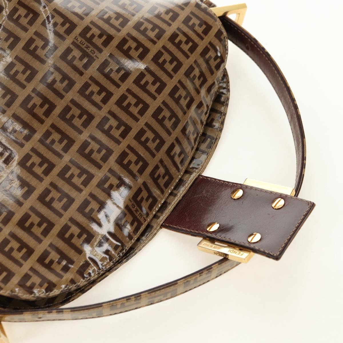 FENDI Zucchino Canvas Mamma Baguette Bag Coated Canvas Beige Gold Auth 180493SAV