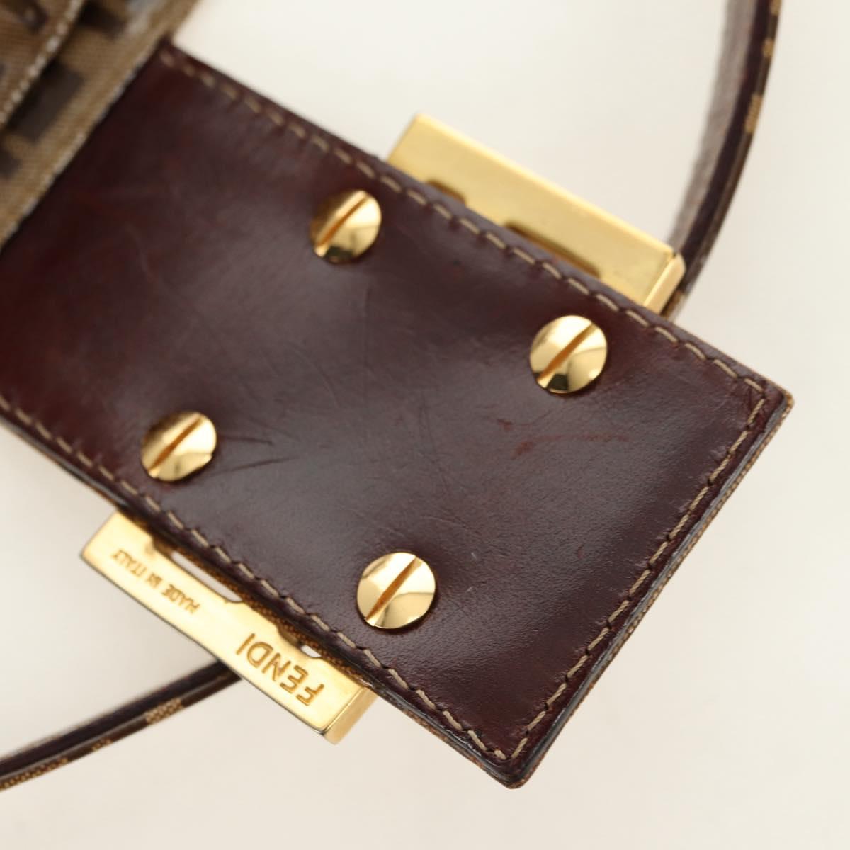 FENDI Zucchino Canvas Mamma Baguette Bag Coated Canvas Beige Gold Auth 180493SAV