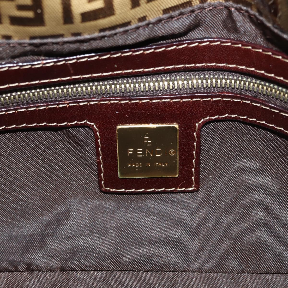 FENDI Zucchino Canvas Mamma Baguette Bag Coated Canvas Beige Gold Auth 180493SAV