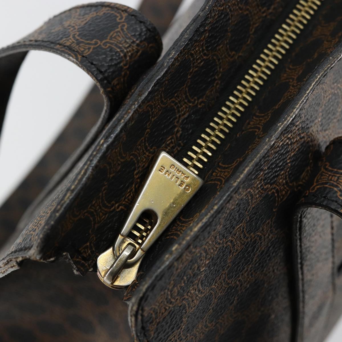 CELINE Macadam Canvas Tote Bag PVC Leather Black Gold Auth 180495A