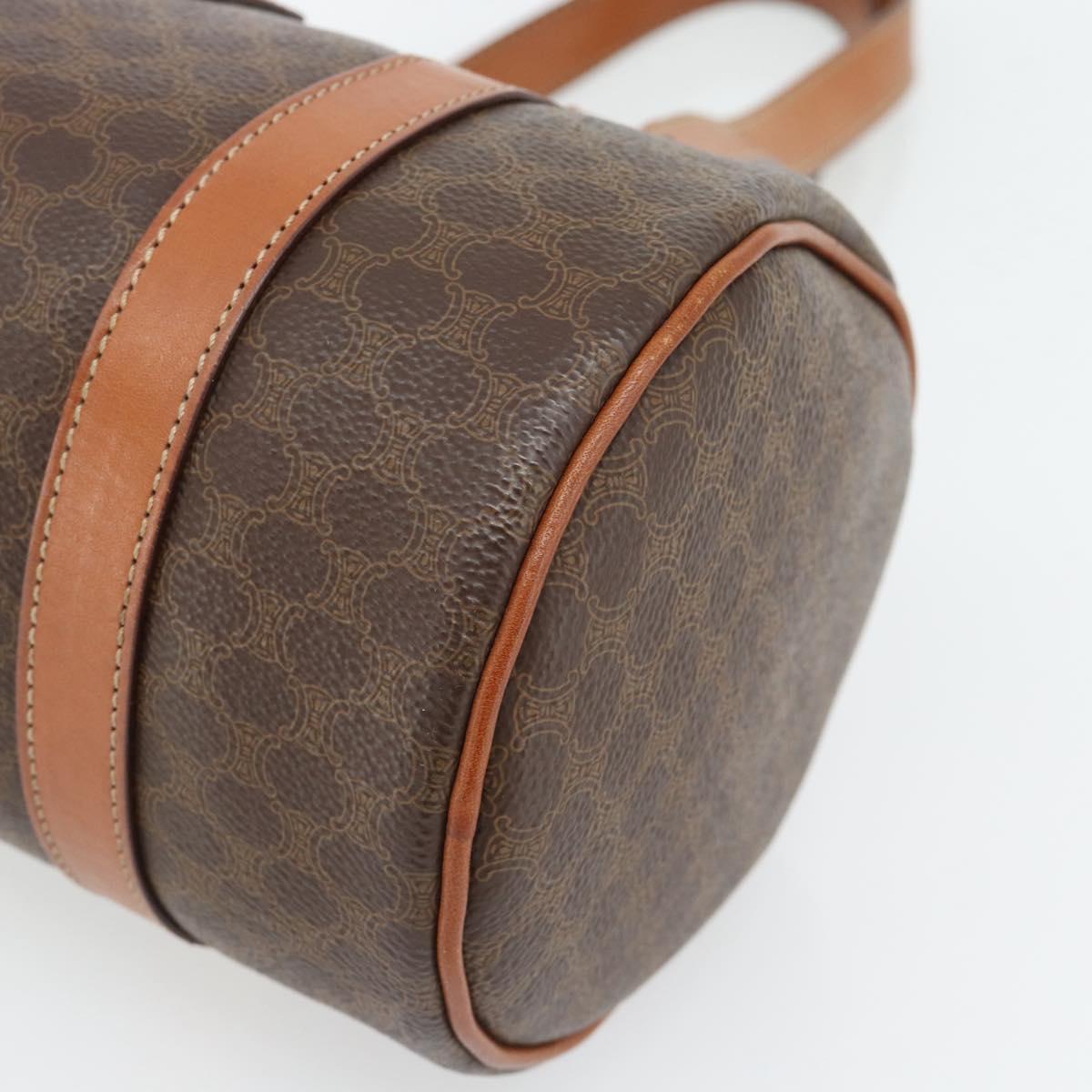 CELINE Macadam Canvas Hand Bag PVC Leather Brown Gold Auth 180496A