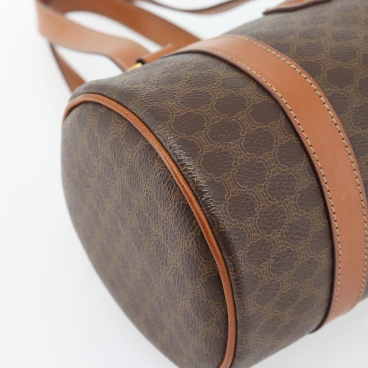 CELINE Macadam Canvas Hand Bag PVC Leather Brown Gold Auth 180496A