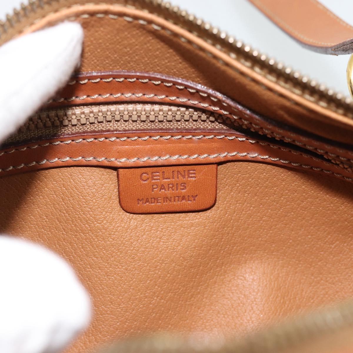 CELINE Macadam Canvas Hand Bag PVC Leather Brown Gold Auth 180496A