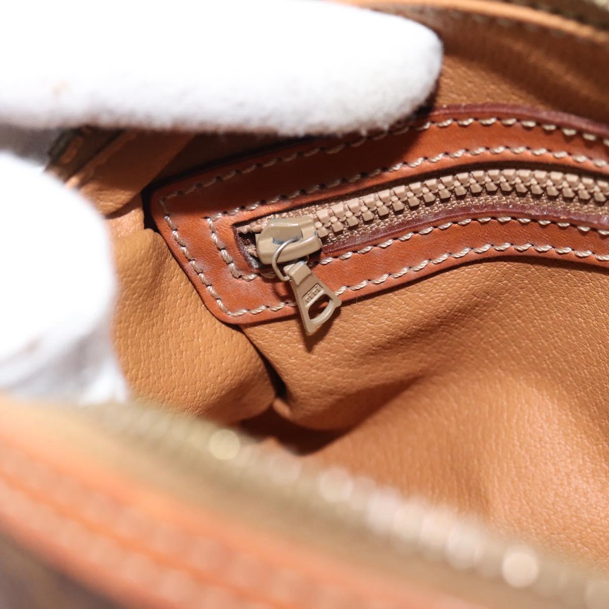 CELINE Macadam Canvas Hand Bag PVC Leather Brown Gold Auth 180496A