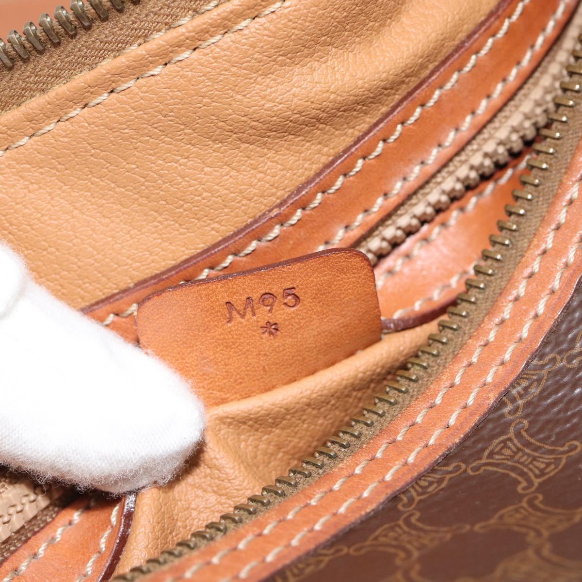 CELINE Macadam Canvas Hand Bag PVC Leather Brown Gold Auth 180496A