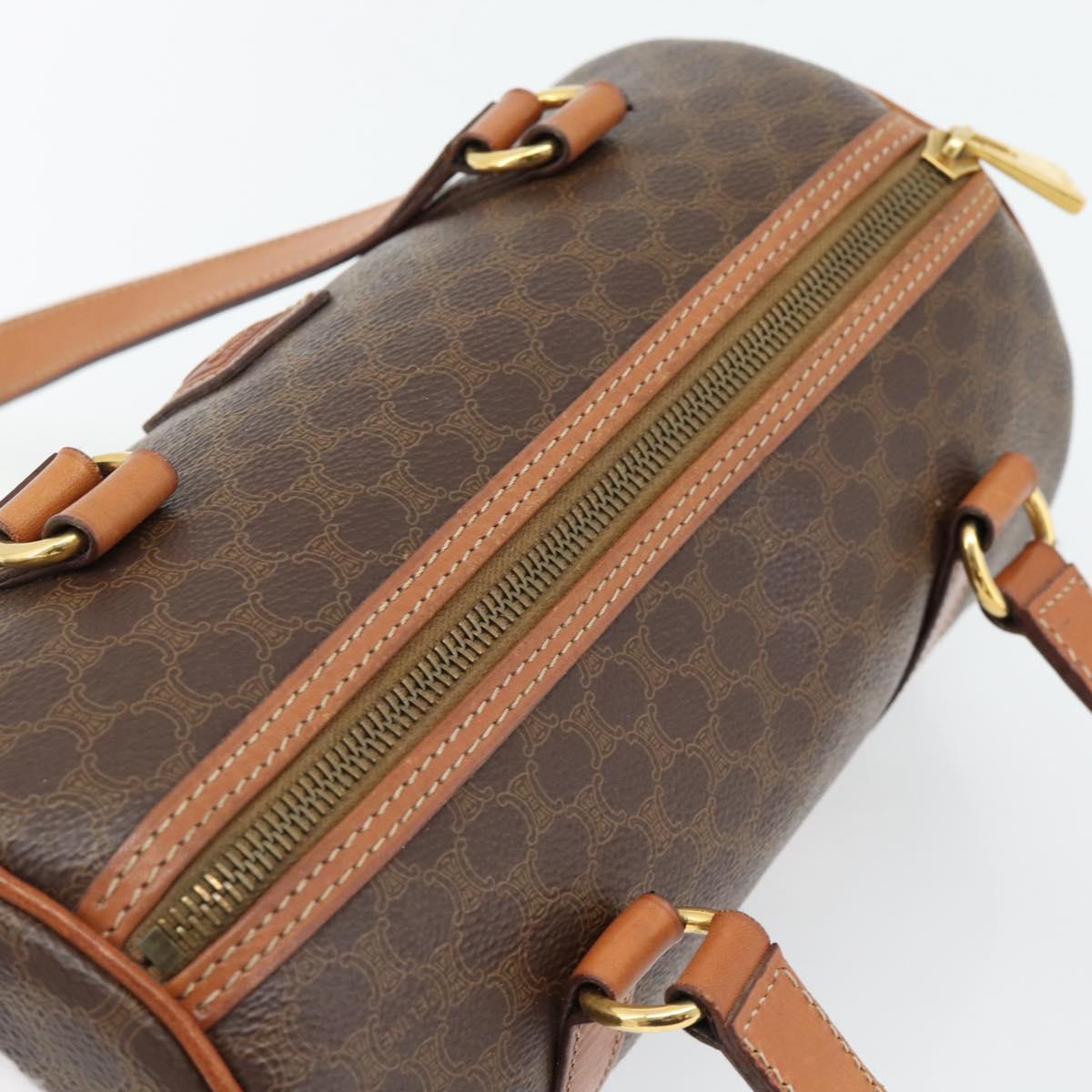 CELINE Macadam Canvas Hand Bag PVC Leather Brown Gold Auth 180496A