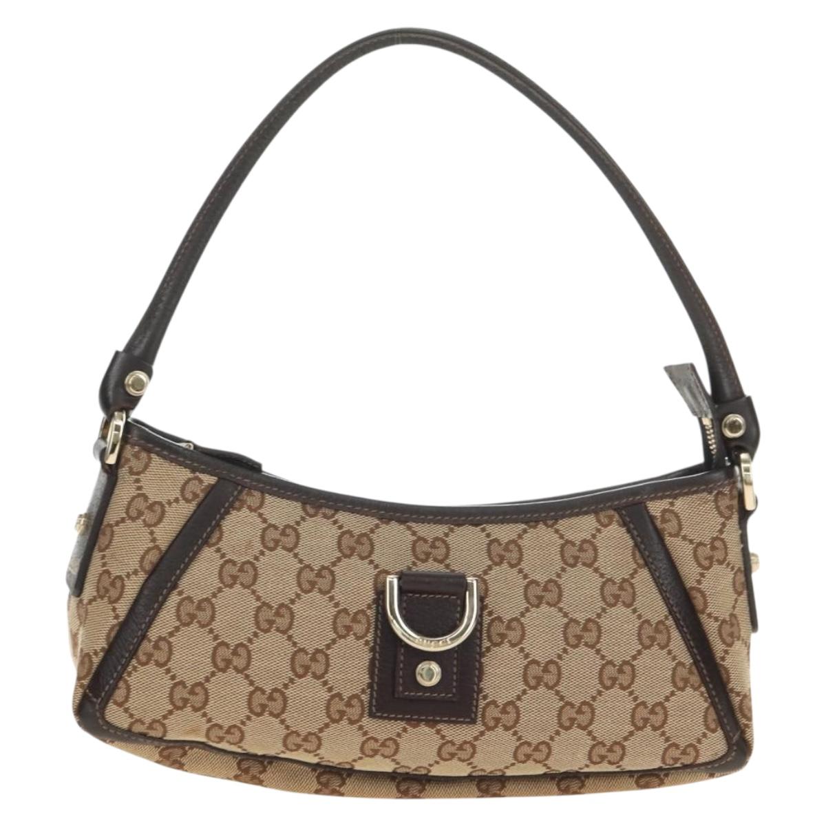 GUCCI GG Canvas Shoulder Bag Beige Gold 130939 Auth 180505SAV