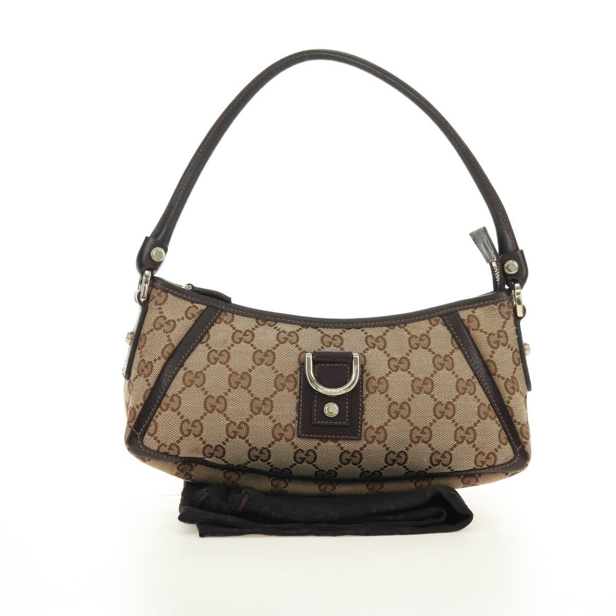 GUCCI GG Canvas Shoulder Bag Beige Gold 130939 Auth 180505SAV