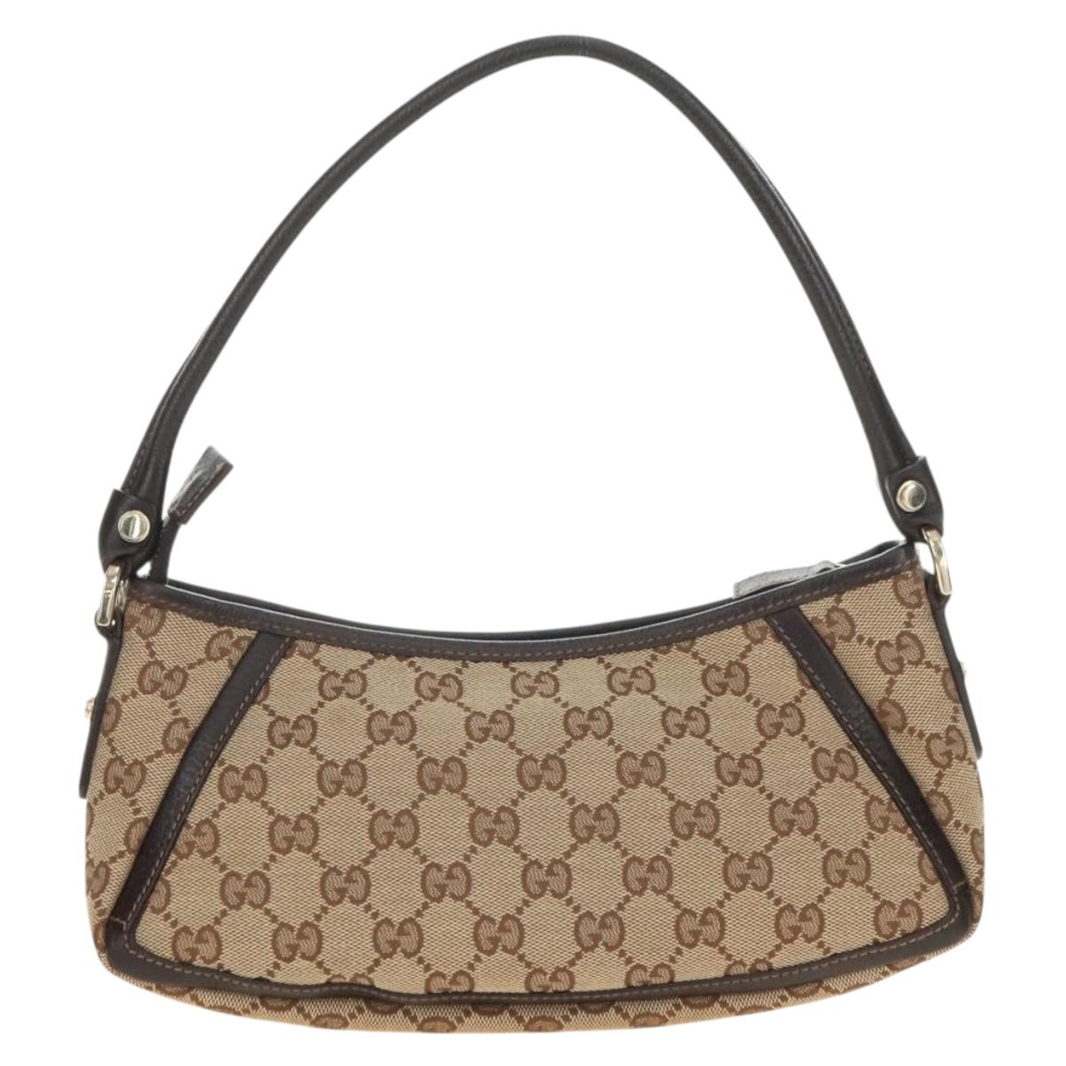 GUCCI GG Canvas Shoulder Bag Beige Gold 130939 Auth 180505SAV