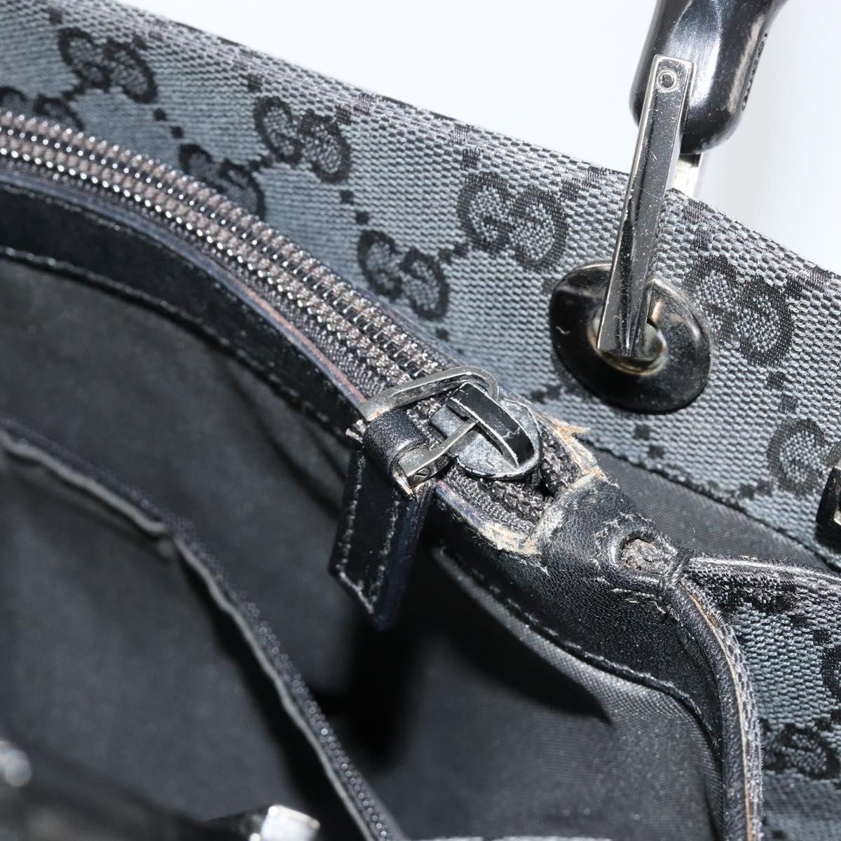 GUCCI GG Canvas Bamboo Hand Bag Black Silver 002 1016 Auth 180509A