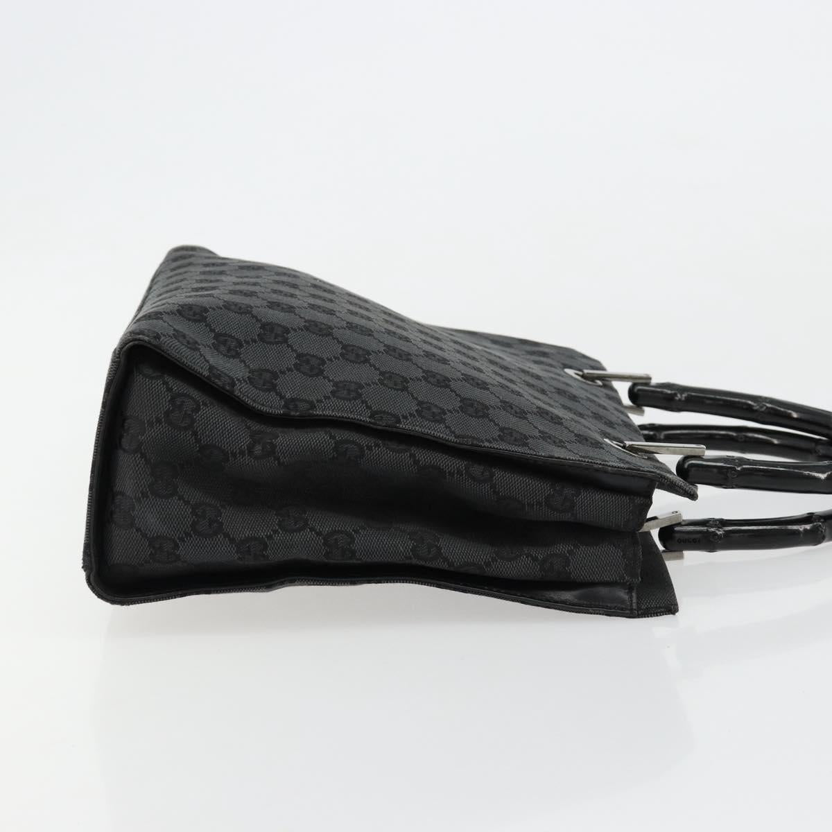 GUCCI GG Canvas Bamboo Hand Bag Black Silver 002 1016 Auth 180509A