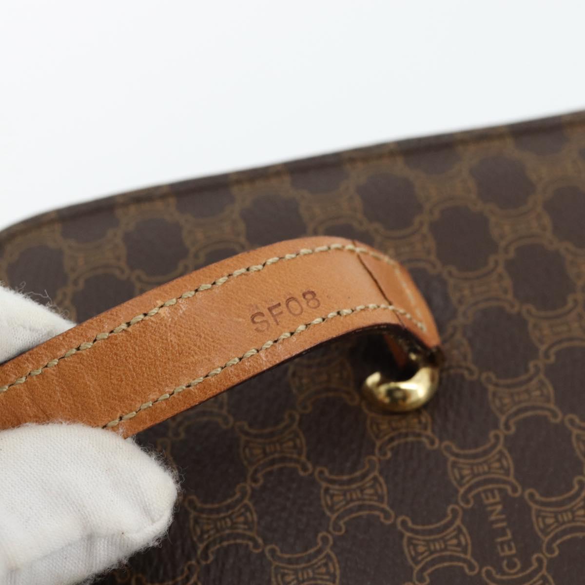 CELINE Macadam Canvas Hand Bag PVC Leather Brown Gold Auth 180512A