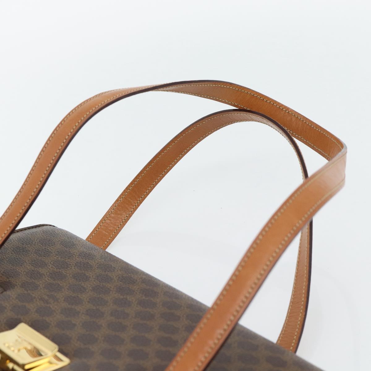 CELINE Macadam Canvas Hand Bag PVC Leather Brown Gold Auth 180512A