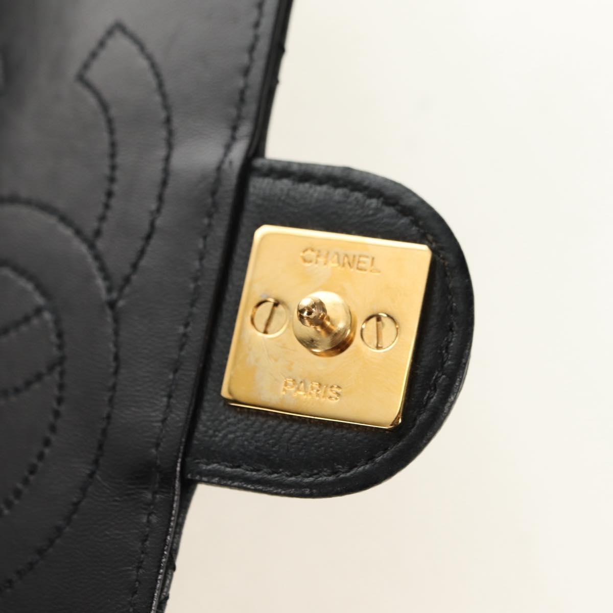 CHANEL Matelasse Chain Shoulder Bag Lamb Skin Black Gold CC Auth 180513SAM