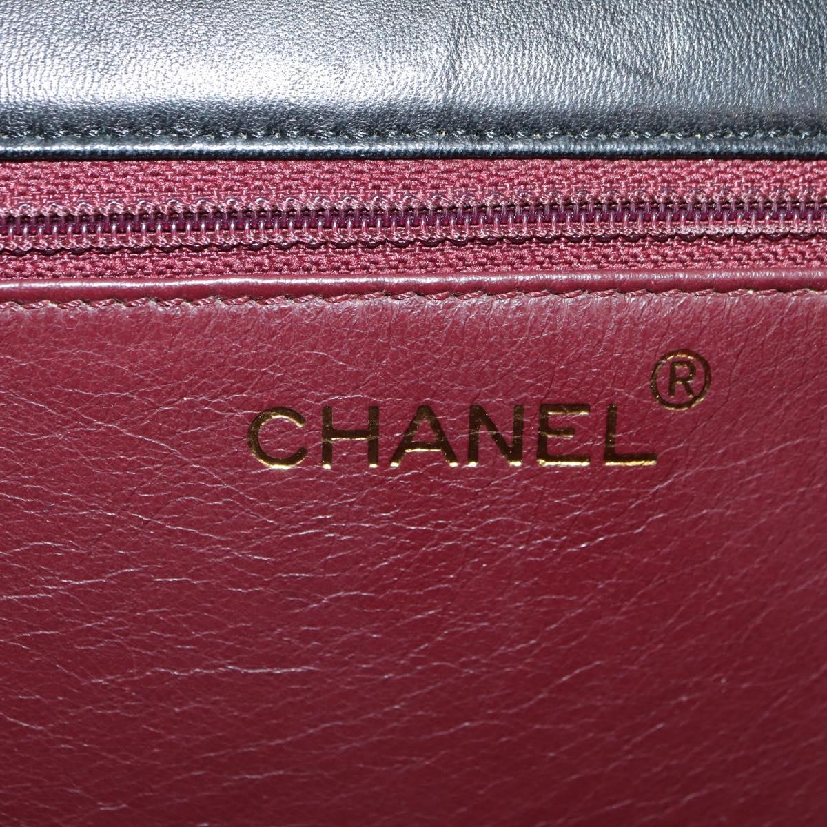 CHANEL Matelasse Chain Shoulder Bag Lamb Skin Black Gold CC Auth 180513SAM