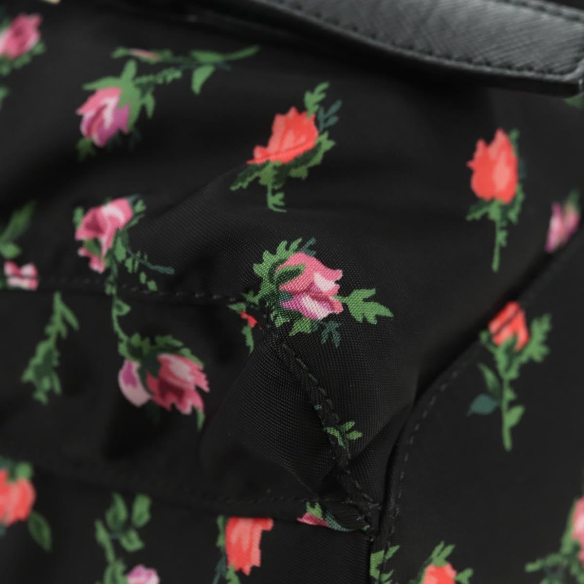 PRADA Floral Backpack Nylon Black Silver 1BZ811 Auth 180522SAM