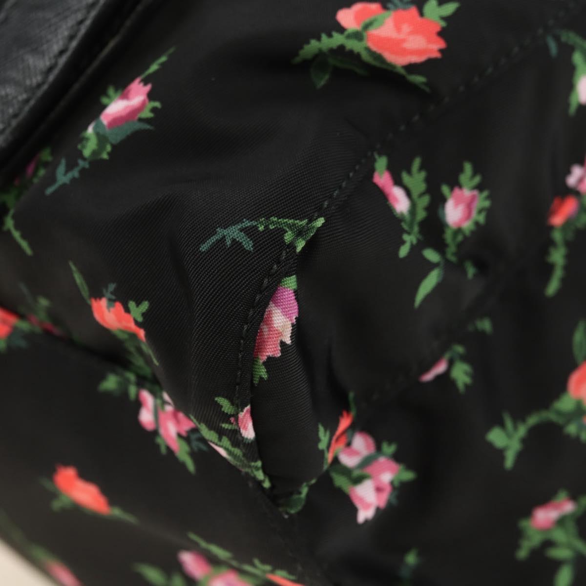 PRADA Floral Backpack Nylon Black Silver 1BZ811 Auth 180522SAM