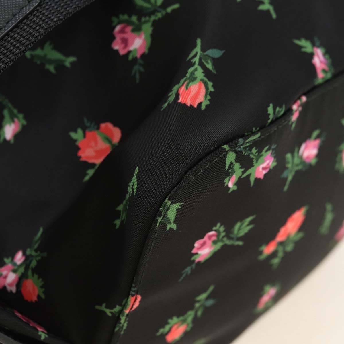 PRADA Floral Backpack Nylon Black Silver 1BZ811 Auth 180522SAM