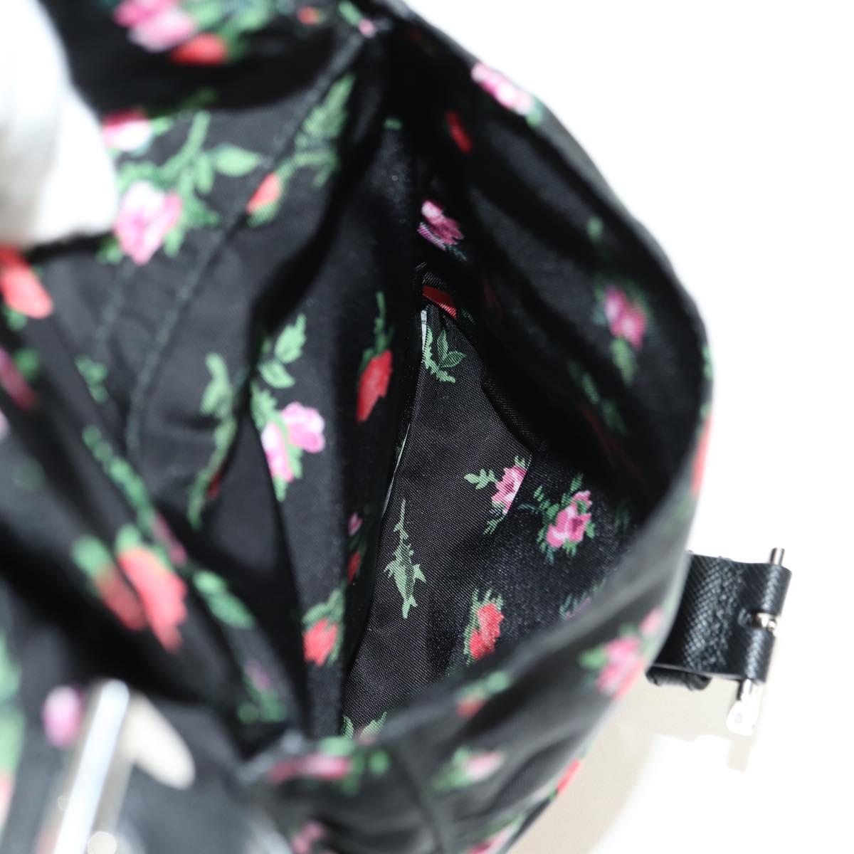 PRADA Floral Backpack Nylon Black Silver 1BZ811 Auth 180522SAM