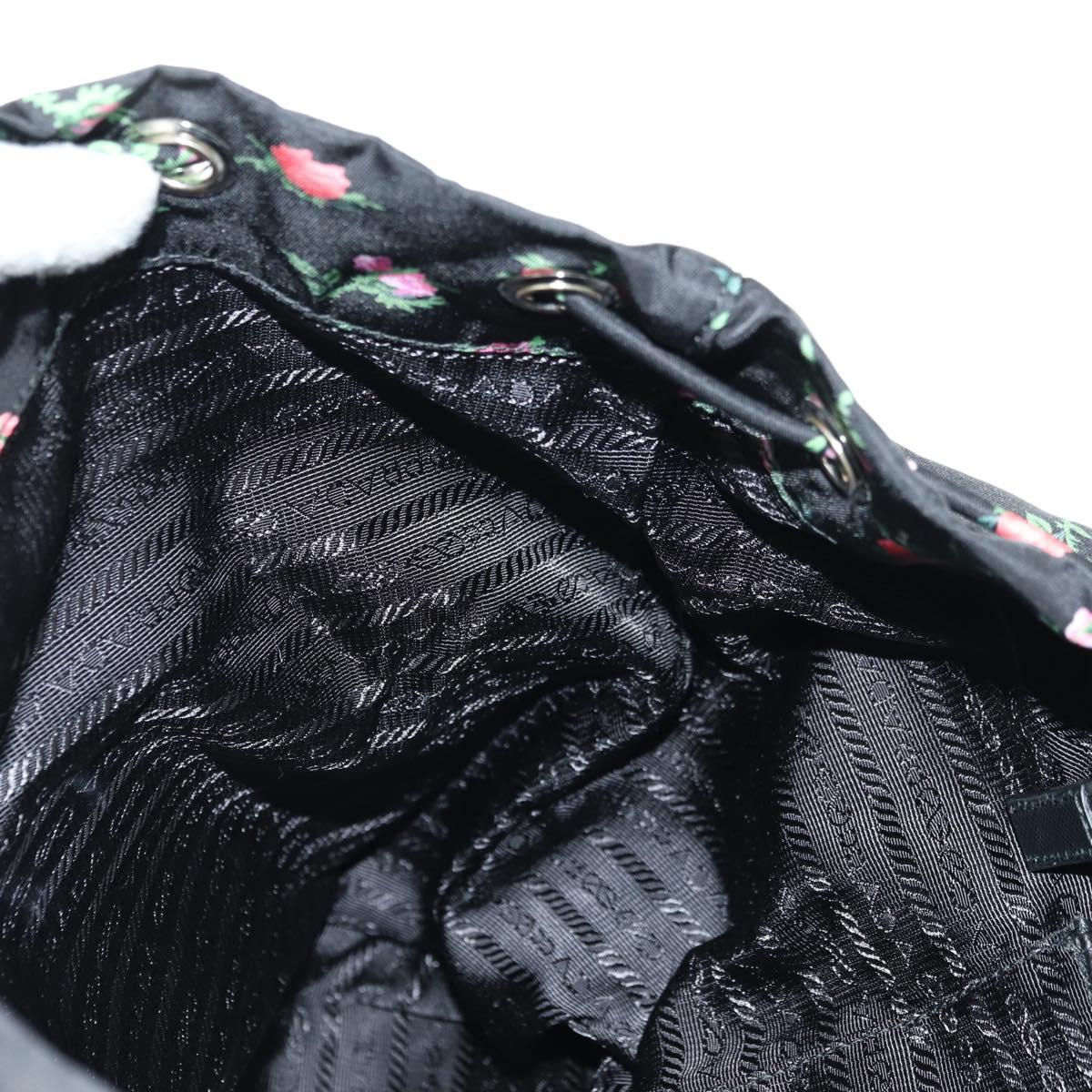 PRADA Floral Backpack Nylon Black Silver 1BZ811 Auth 180522SAM