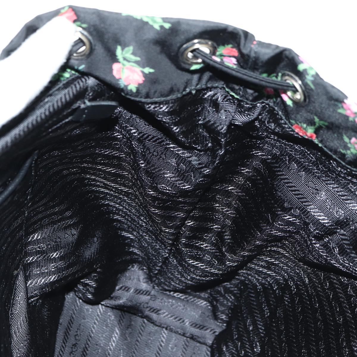 PRADA Floral Backpack Nylon Black Silver 1BZ811 Auth 180522SAM