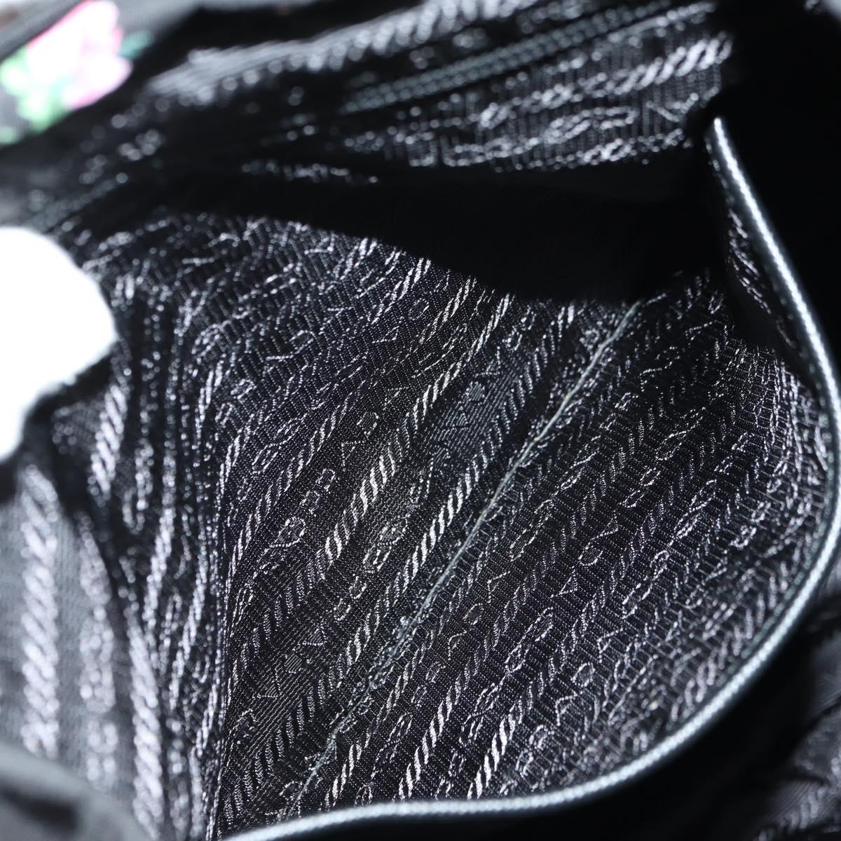 PRADA Floral Backpack Nylon Black Silver 1BZ811 Auth 180522SAM