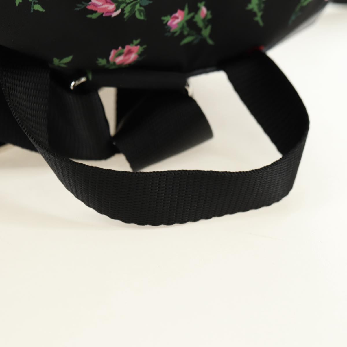 PRADA Floral Backpack Nylon Black Silver 1BZ811 Auth 180522SAM