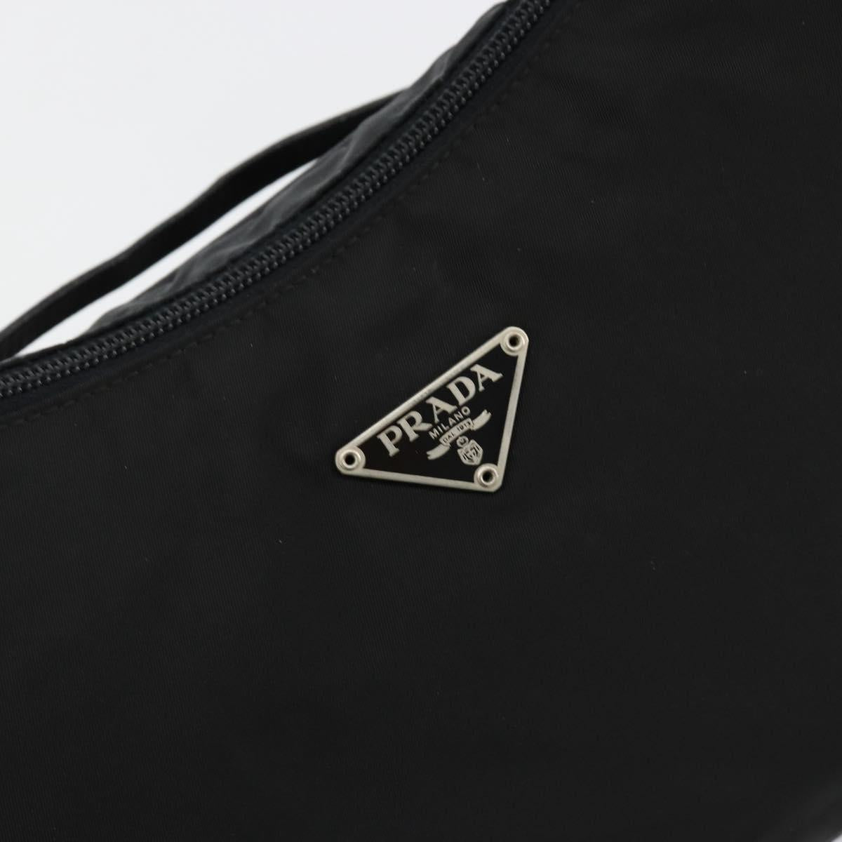 PRADA Shoulder Bag Nylon Black Silver Auth 180525A