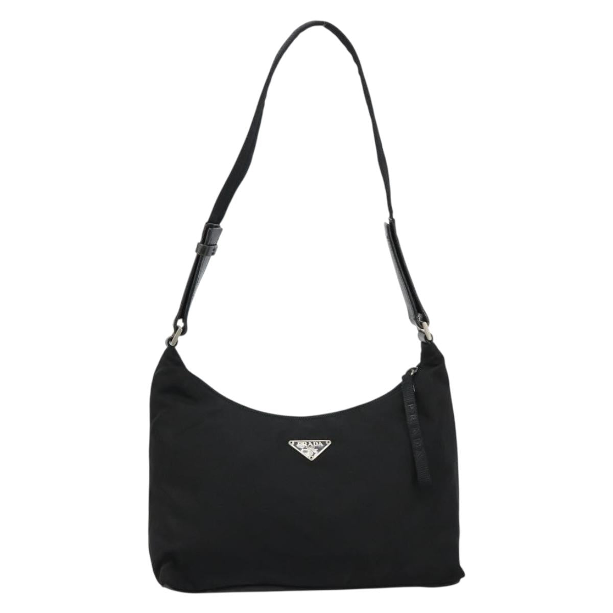 PRADA Shoulder Bag Nylon Black Silver Auth 180525A