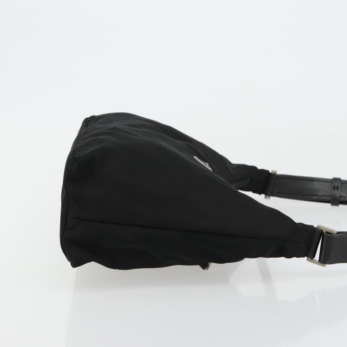 PRADA Shoulder Bag Nylon Black Silver Auth 180525A