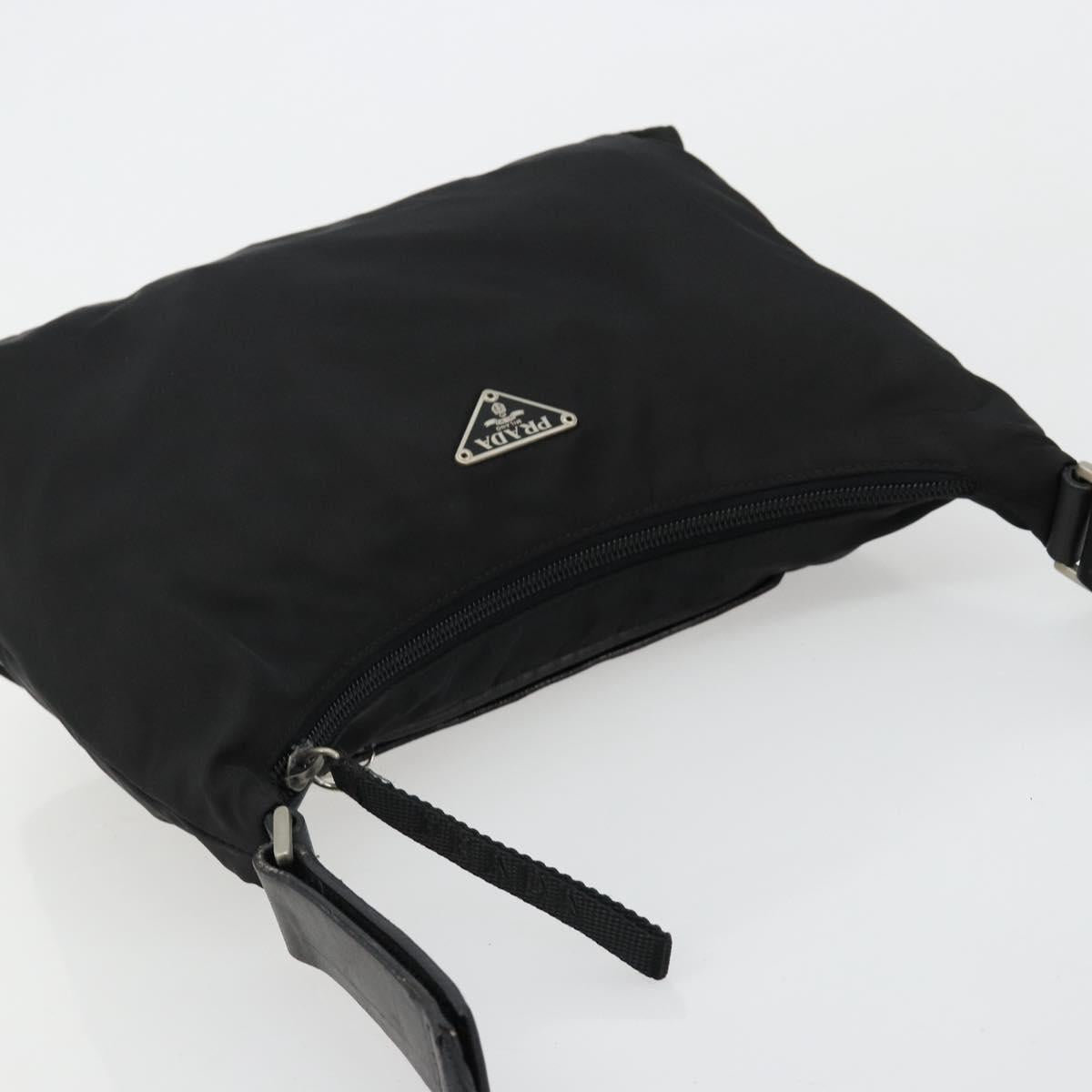 PRADA Shoulder Bag Nylon Black Silver Auth 180525A