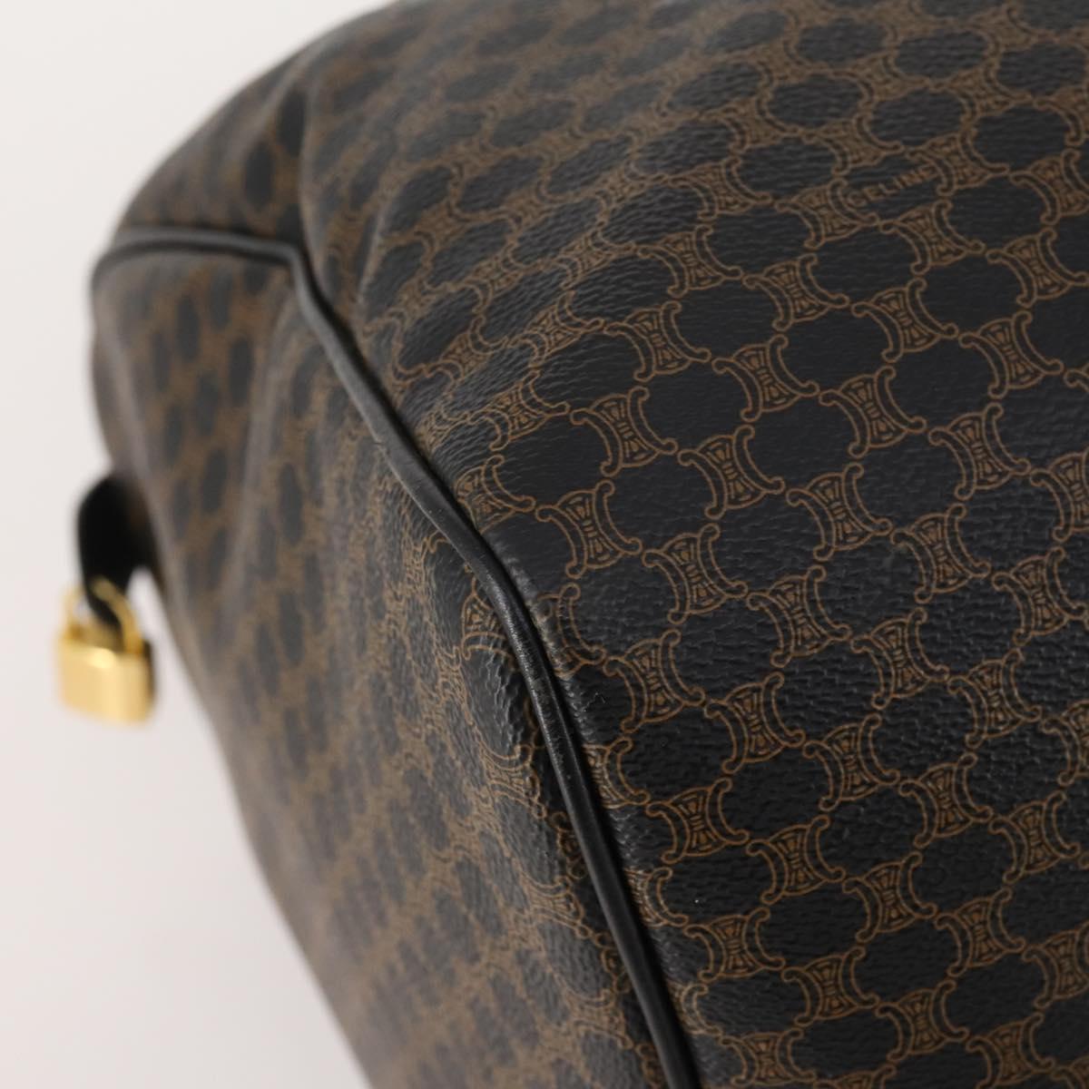 CELINE Macadam Canvas Boston Bag PVC Leather 2way Black Gold Auth 180526A
