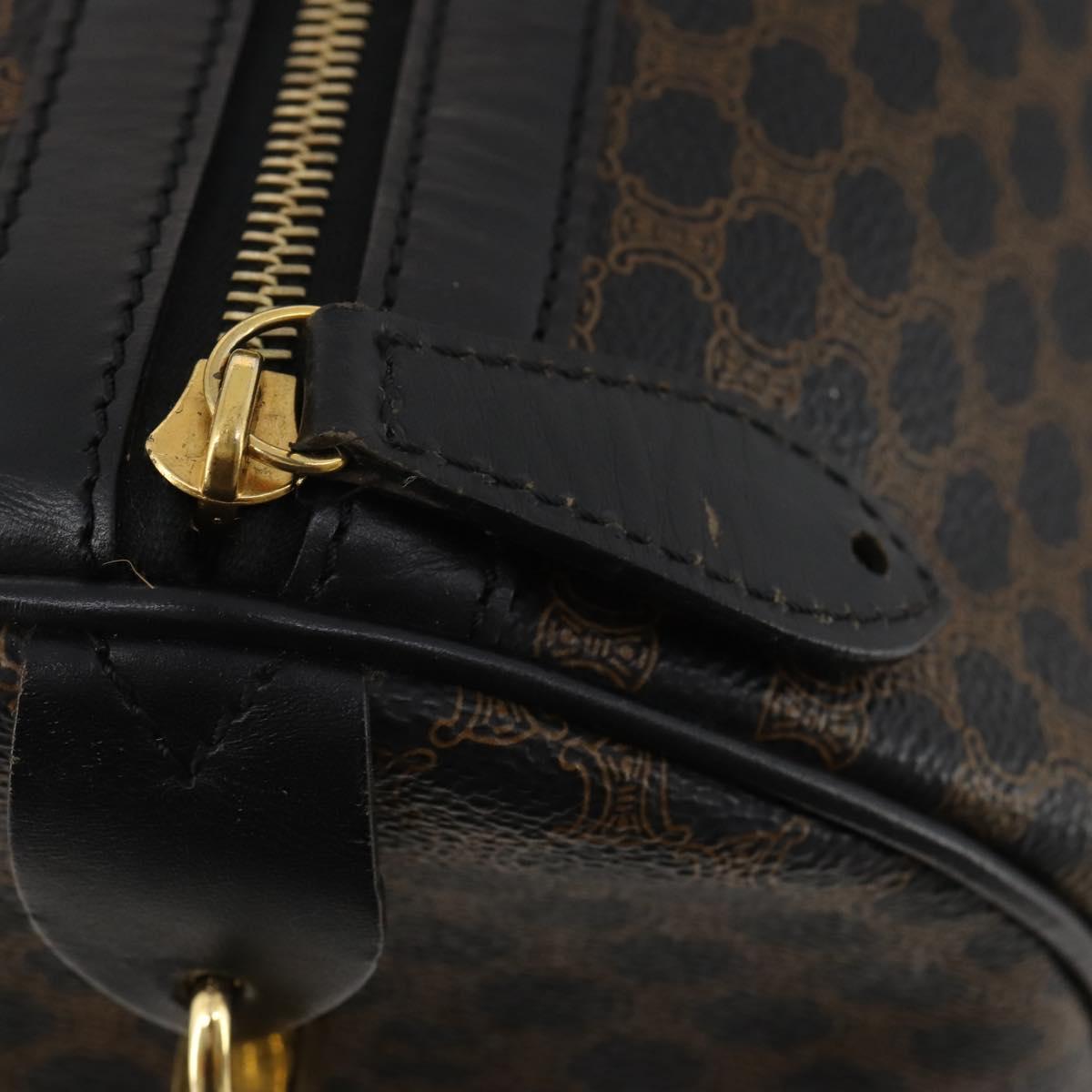 CELINE Macadam Canvas Boston Bag PVC Leather 2way Black Gold Auth 180526A