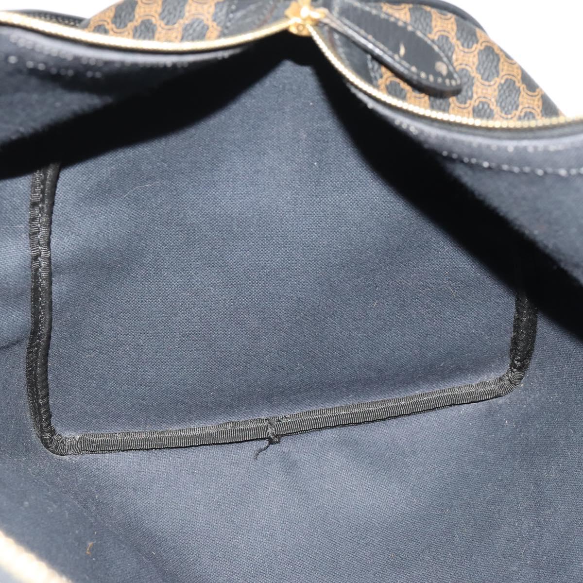 CELINE Macadam Canvas Boston Bag PVC Leather 2way Black Gold Auth 180526A