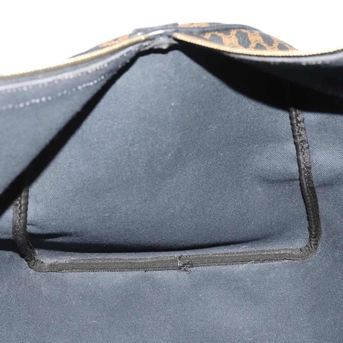 CELINE Macadam Canvas Boston Bag PVC Leather 2way Black Gold Auth 180526A