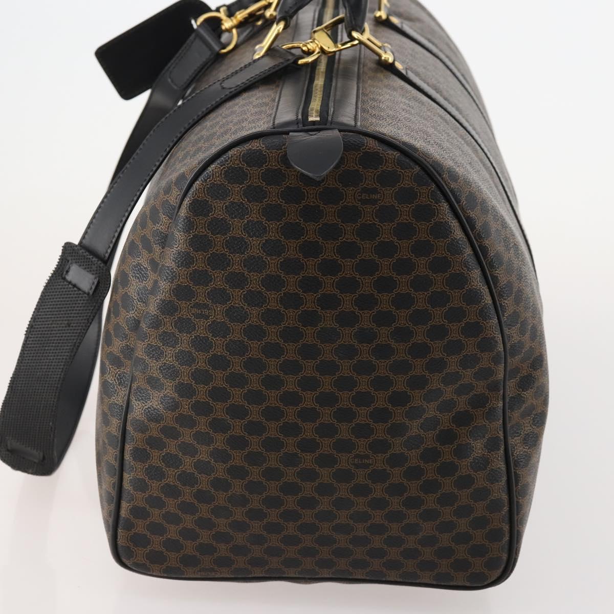CELINE Macadam Canvas Boston Bag PVC Leather 2way Black Gold Auth 180526A