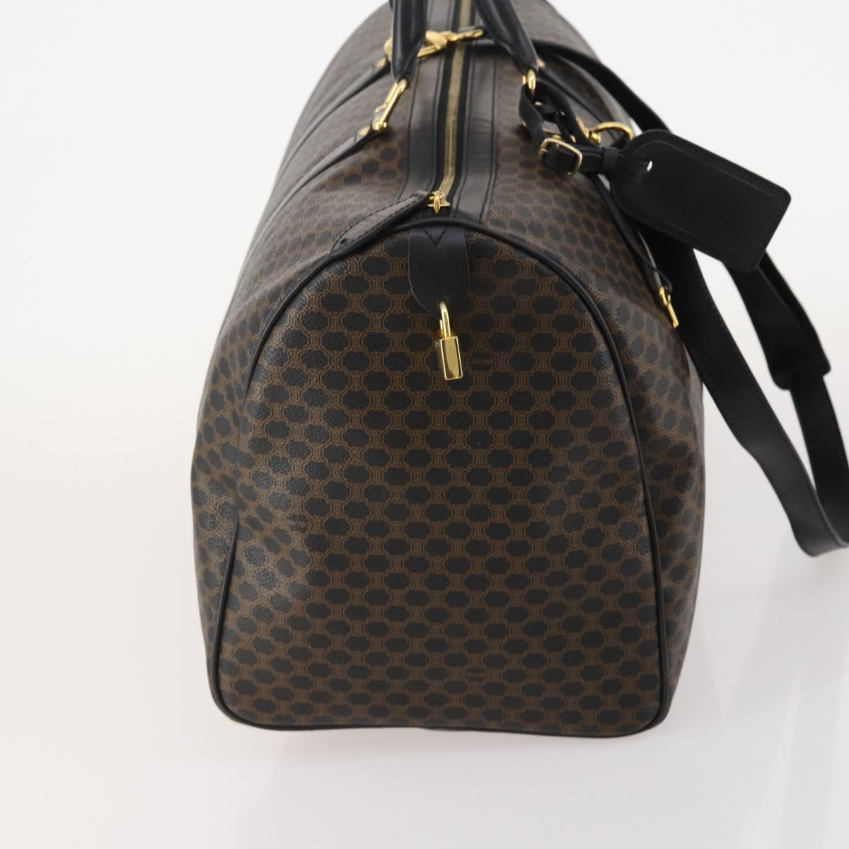 CELINE Macadam Canvas Boston Bag PVC Leather 2way Black Gold Auth 180526A